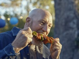 Jeffrey digging into food